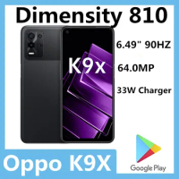 Original Oppo K9X 5G Mobile Phone Dimensity 810 Octa Core Android 11.0 6.49" 90HZ 64.0MP 33W Charger Fingerprint Face ID OTA