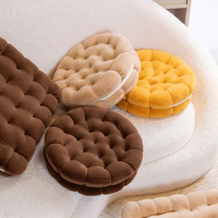 Creative Simulation Biscuits Shaped Plush Pillow Round Square Cookie Lifelike Food Snack Sandwich Biscuits Cushion Good Quality