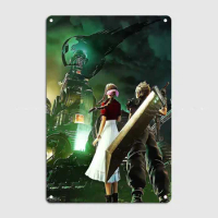 Cloud Strife Final Fantasy Wall Decoration Anime Metal Signs Customized Modern Home Decoration Accessories Home Decor Items Art