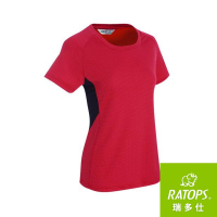 【RATOPS】女 Wincool大圓領短袖T恤 (脇配)『櫻紅/黑』DB-8869