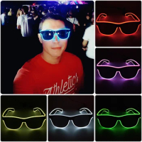 Luminous LED Glasses, Neon Party Flashing Glasses, EL Wire Glowing Glasses, Novelty Gift, Glow Sunglasses, Light Props Supplies