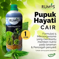Pupuk Hayati Cair RUMOS 1 Liter – 5 Agen Hayati Aktif | Efektif Untuk Semua Tanaman