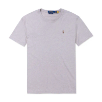 【RALPH LAUREN】RL POLO 經典刺繡彩小馬素面短袖T恤-奶茶色(PIMA棉/平輸品/素T/短T/可男女穿搭)