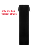 1pc Metal Straw Plastic Glass Drinking Straws Bag Black Bags