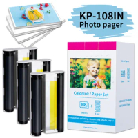 KP-108IN Photo Paper Compatible for Canon Selphy Ink and Paper Ink Cartridge &amp; Photo Paper for Canon Selphy CP1300 CP1200 CP900