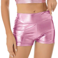Sexy Hot Pants Women Metallic Shiny Rave Dancing Shorts Shiny Club Party Hips Biker Shorts Bottoms Sport Carnival Beach Clothes