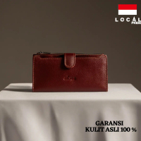 Dompet Panjang Wanita Cewek Branded Kulit Sapi Asli Alona Leather Wallet Uang Kartu Evelyn Ori