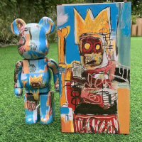 Bearbrick 400% Blue Robot Classic Oil Painting Pattern 28cm Highly Trendy Toy Joint Rotating With Sound Desktop Figure