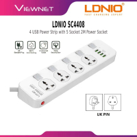 Unique Design LDNIO SC4408 EXTENSION SOCKET 4 UNIVERSAL POWER SOCKETS 4 USB PORTS CHARGER ADAPTER 3.