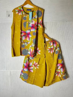 Setelan maxi 77 kencana ungu label biru - Stelan kulot jumbo tanpa lengan - setelan batik yukensi mo