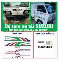 Bộ tem dán trang trí xe tải SUZUKI: tem cửa, tem chữ (suzuki, erro4, supper cary, injection,), combo