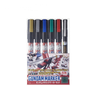 日本MR.HOBBY Gsi Creos鋼彈麥克筆Gundam Marker金屬色套筆GMS-121(5支油性金屬色+1支水性黑色墨線筆)郡氏GUNZE鋼普拉補色上色筆-日本平行輸入