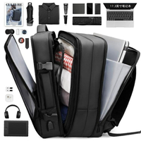 後背包 後背包男士背包應急雨衣大容量出差旅行17寸筆記本電腦包商務書包【年終特惠】