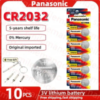 Original Panasonic 10PCS CR2032 3V Lithium Battery DL2032 BR2032 5004LC 2032 for watch, toys, car key, Calculator +screwdriver