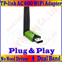 Plug&amp;Play No Need Driver, TP-LINK AC600 Wireless Network Card 11AC 600Mbps Dual Band USB WiFi Adapter with 5dBi External Antenna