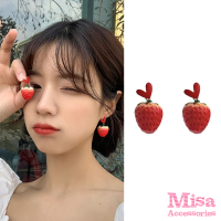【MISA】韓國設計可愛小草莓愛心造型耳環