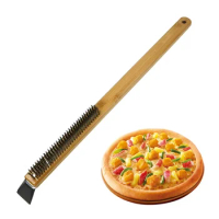 Kitchen Pizza Oven Copper Brush Wood Handle Bristle Brush Grill Cleaning Small Brush for Oven Cleaner