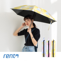 【rento】日式超輕黑膠蝴蝶傘 晴雨傘 - 夏日煙火(黃)