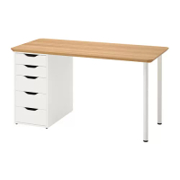 ANFALLARE/ALEX 書桌/工作桌, 竹/白色, 140 x 60 公分
