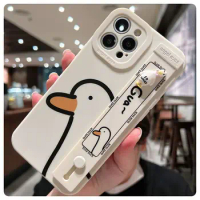 Soft Cartoon 3D Duck with Wrist Strap Protective Case for Samsung Galaxy S22ultra Note20ultra S21 S20fe S21ultra S20 S20 S10 Plu