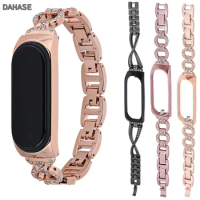 Diamond Stainless Steel Metal Watchband For Mi Band 5 Bracelet Watch Strap For Xiaomi Mi Band 4 5 Strap Sport Wristband