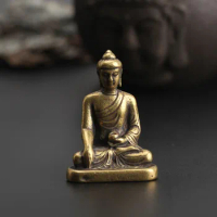Copper Sakyamuni Buddha Miniature Figurine Home Decor Statue Brass Sculpture Office Desktop Decoration Car Ornaments Accessories