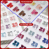 Vendeeni 24 Colors/set Glitter Sparkling Transparent Cat Eye Gel Nail Polish Soak Off UV LED Broken Diamond Nail Art Gel Varnish