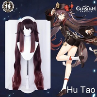 PRE-SALE UWOWO Hutao Cosplay Wig Genshin Impact Cosplay Hu Tao Wig Hutao Long Hair Brown Wigs 115cm Claw Clip Ponytail Wig
