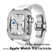Mod Kit for Apple Watch 41mm 40mm Customization Retrofit Kit Titanium Diamond Inlaid Protect iwatch 9 8 7 6 5 4 SE case strap