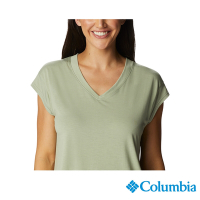Columbia哥倫比亞 女款-快排短袖上衣-灰綠 UAR99260GG / S23