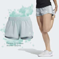 adidas 短褲 Pacer 3 Stripes 水藍 寶寶藍 三線 女款 跑步 運動 真理褲 褲子 愛迪達 HD9587