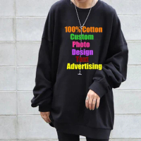 2022 Autumn/Winter Women's Loose Hoodie In Long Cotton Solid Color Casual Blouse Customized LOGO Text