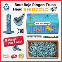 Baut Baja Ringan Truss Head SHINZOLO #10x19 SDS SATUAN Skrup Baja Ringan - Self Drilling Sekrup Rang