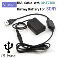 Power Bank USB 5V Cable Adapter + VG-C3EM Dummy Battery NP-FZ100 for Sony Alpha A9 A7RM3 A7RIII A7M3 A7C A6600 A7M4 Camera