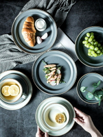 好看的盤子菜盤家用2021新款陶瓷盤日式餐盤復古啞光碗盤深盤湯盤