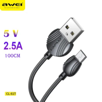 Awei CL-61 1M USB Micro Fast Charging Data Cable Pure Copper Material Quick Charge Cable for Samsung Phone Accessories