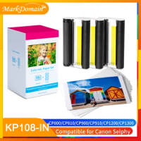 1 Pack Compatible for Canon KP-108IN KP108 3 Color Ink Cartridge and 108 Sheets Paper Set 4"x6" 100 x148mm for Selphy CP1300