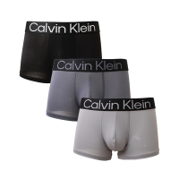 【Calvin Klein】CK Microfiber寬腰帶短版男四角內褲三件組-白LOGO-黑灰色系(CK內褲 男內褲)