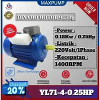 Dinamo Mesin penggerak Motor 0.25HP 1450RPM 220v motor listrik dynamo