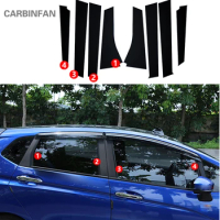 8pcs/set Car Styling Window B Column Pillar Carbon Fiber Sticker Trim For Honda Fit/Jazz GK5 3rd GEN 2014-2017 Car Sticker C603