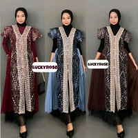 Mitzi Outer Brukat Cardigan Brokat Lengan Pendek Ruffle Payet Mutiara atasan outher brukat Outer Bro