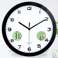 開發票 靜音掛鐘 北歐掛鐘 時鐘 壁掛鐘LCD顯示溫濕度計金屬掛鐘 北歐簡約靜音裝飾墻上壁鐘表