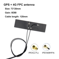 2pc GPS+4G antenna GPS LTE FPC cable Flexible internal IPEX U.FL IPEX4 MHF4 high gain 8dbi for SIM7600 SIM7100 SIM7000 SIM7500