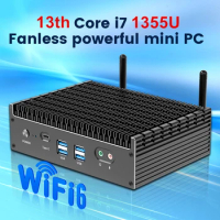 13th Gen Intel Mini PC i7 1355U i5 1335U Fanless 2*2.5G LAN PCIE4.0 DDR4 Tunderbolt 4 eGPU Desktop PC Gamer Mini Computer WiFi6