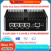 4 LAN i226-V 2.5G 12th Gen Intel N100 Mini PC Firewall Router N5105 N6000 J4125 NVMe Fanless Mini Computer Proxmox pfSense Box