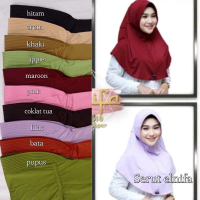 Elnifa Jilbab Serut Jokowi Polos Muslim Instan Kerudung Variasi Wolfis Panjang Syari Bahan Jersey Zo