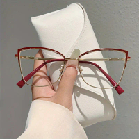 1pc Women'S New Butterfly Shape Full Rim Glasses, Elegant, Simple, White, Minimalist, Zinc Alloy Fra