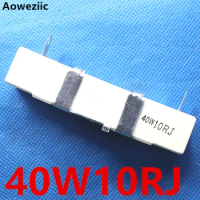(5pcs/lot) 40W 10 ohm +/- 5% Horizontal cement resistor 40W10RJ Cement resistance 40W10ΩJ Ceramic resistor plug-in RX27-4H