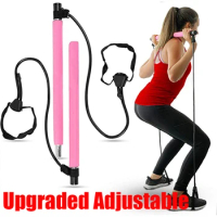 New Upgraded Adjustable Pilates Bar Kit Home Gym Equipment Strength Training Fitness Yoga Toning Stick Bar with Resistance Bands