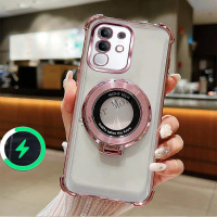 เคสสำหรับโทรศัพท์ VIVO Y04 4G เคสหกเหลี่ยมป้องกันการตก ที่วางโทรศัพท์แบบซีดี เปลือกนุ่มใส